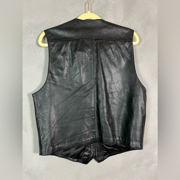 Y2K leather vest , Vintage Express | Black Leather Vest - Picture 4 of 4